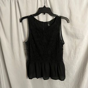 Black Mesh Peplum Top